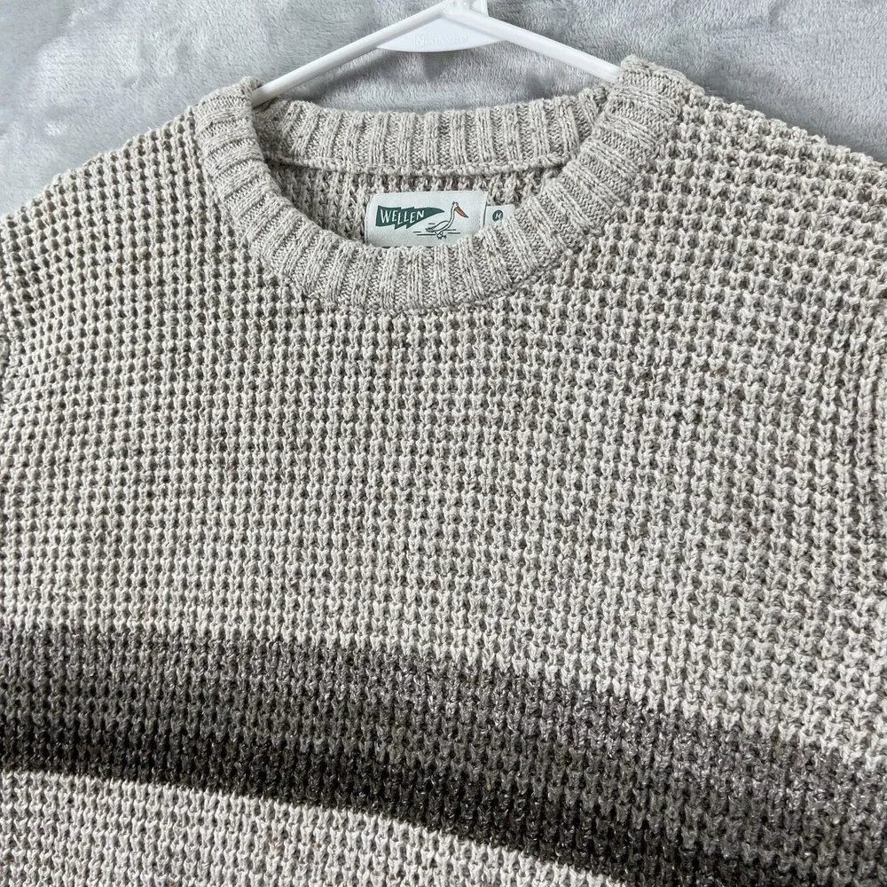 Wellen Sweater Mens Medium Huckberry Crew Neck Chunky Knit Pullover Fisherman